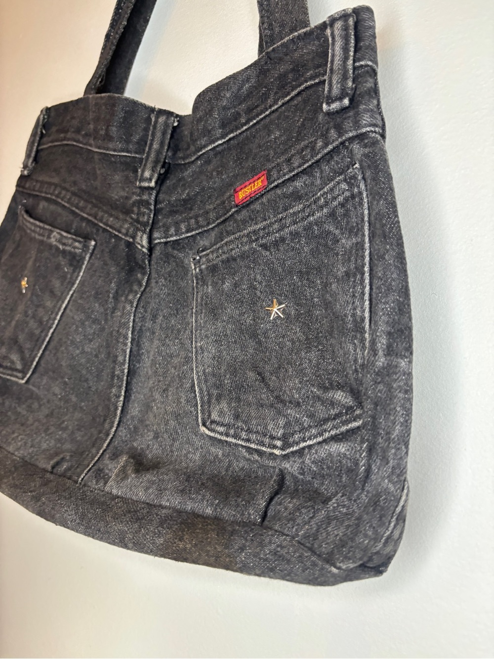 Vintage 80’s handmade rustler Jean Star-Stud Shoulder Bag - Picture 6 of 9